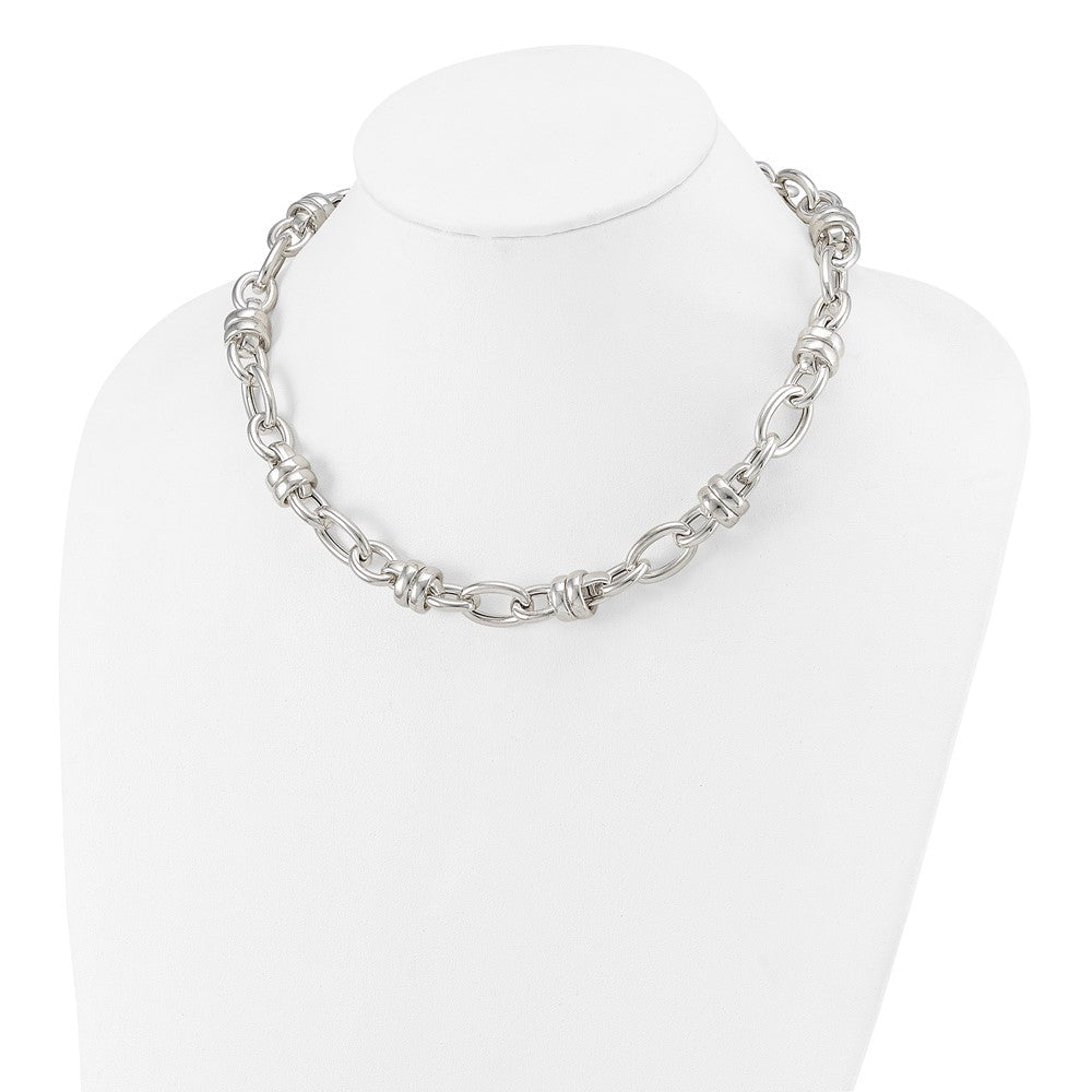Sterling Silver Fancy Polished Link Necklace