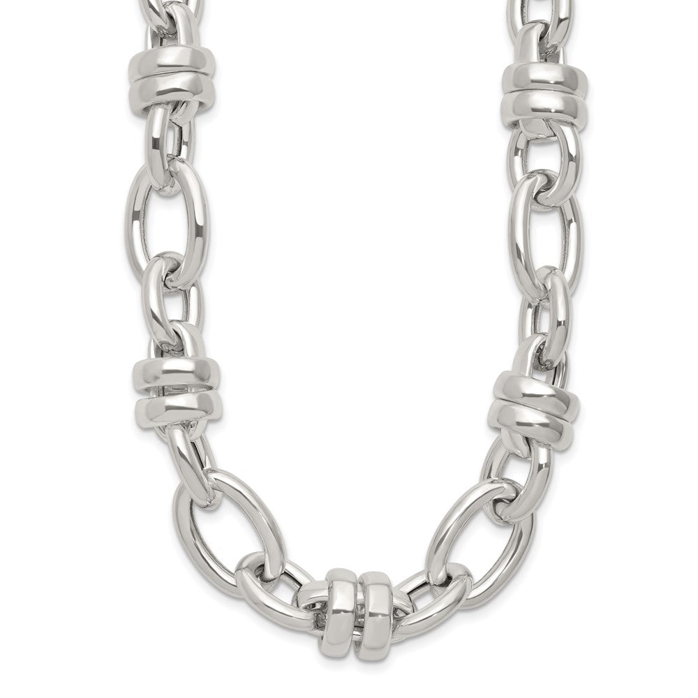 Sterling Silver Fancy Polished Link Necklace
