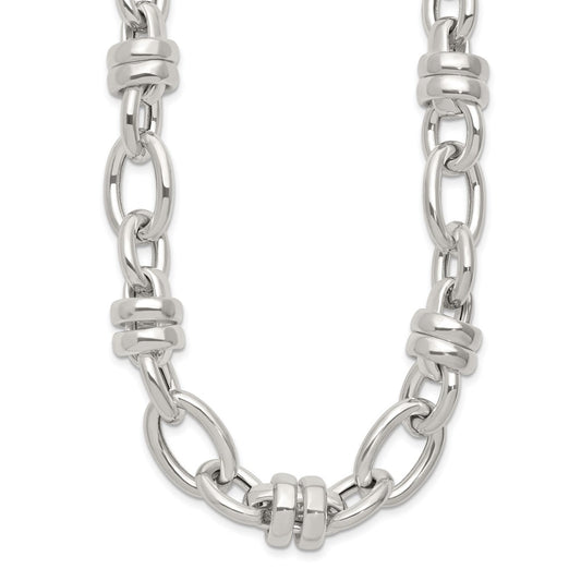 Sterling Silver Fancy Polished Link Necklace