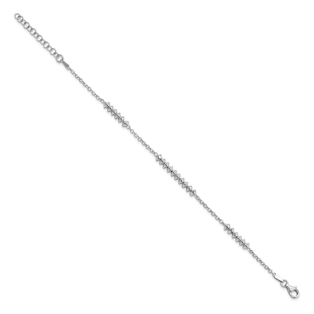 Sterling Silver Rhodium-plated Polished w/ 1in ext. Bracelet