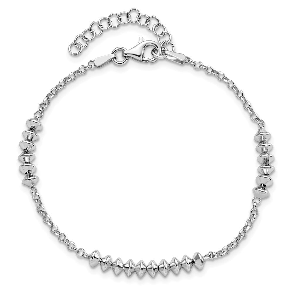 Sterling Silver Rhodium-plated Polished w/ 1in ext. Bracelet