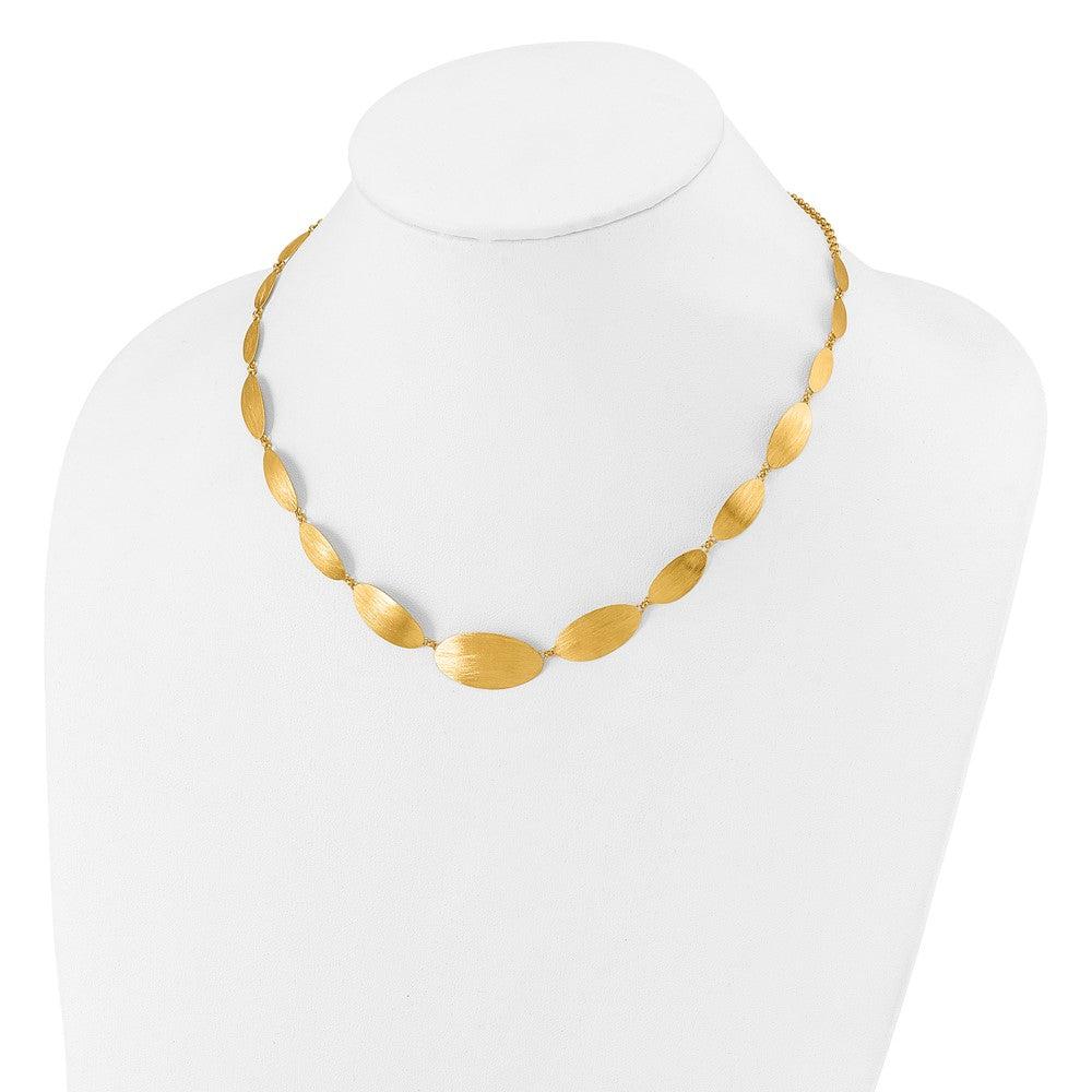 Sterling Silver Gold-plated Brushed w/ 2in ext. Necklace