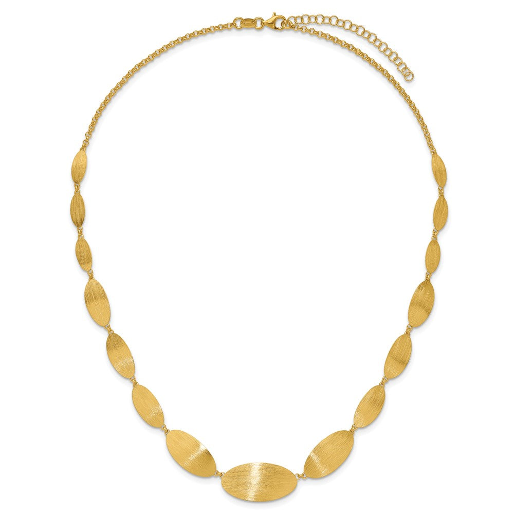 Sterling Silver Gold-plated Brushed w/ 2in ext. Necklace