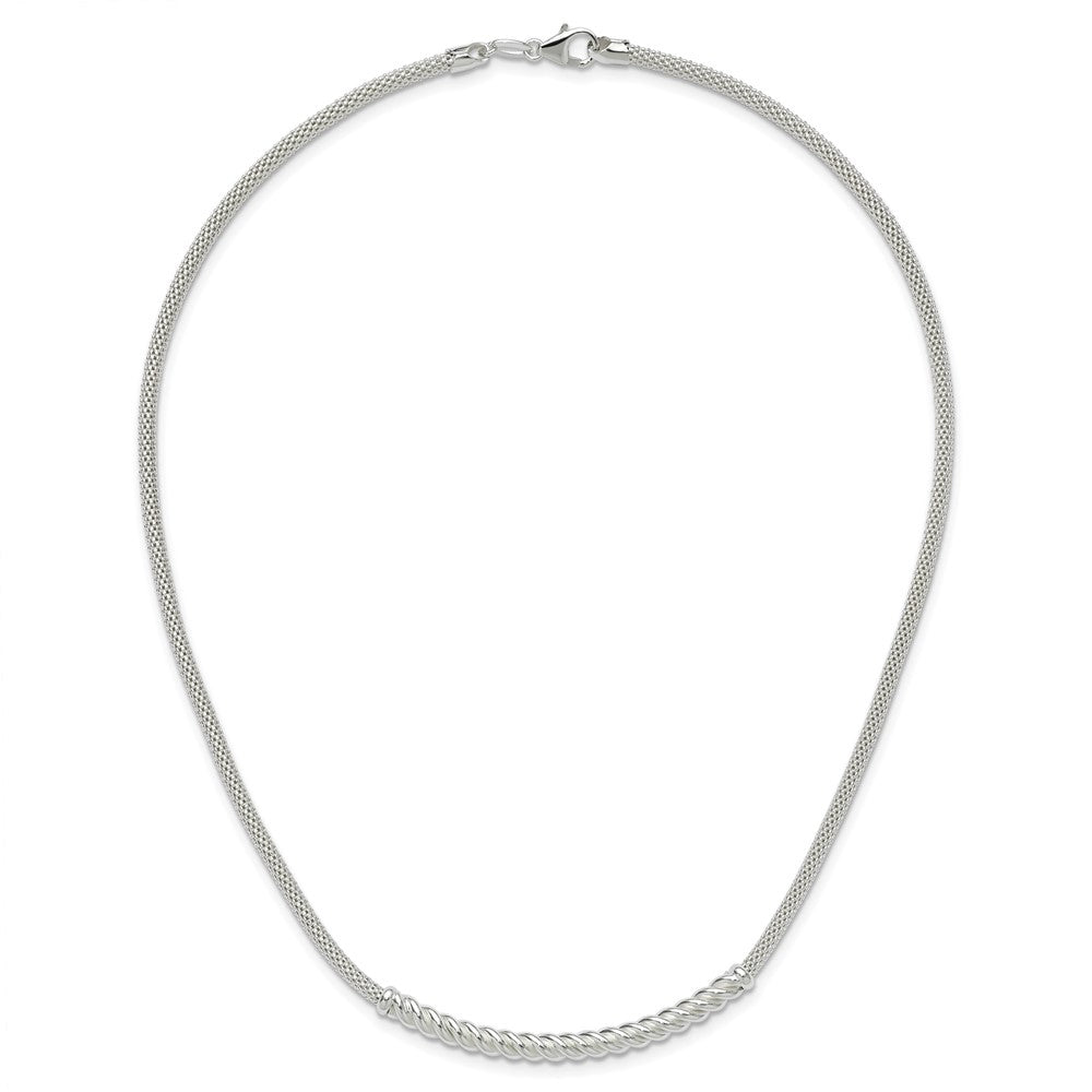 Sterling Silver Polished Twisted Bar Necklace
