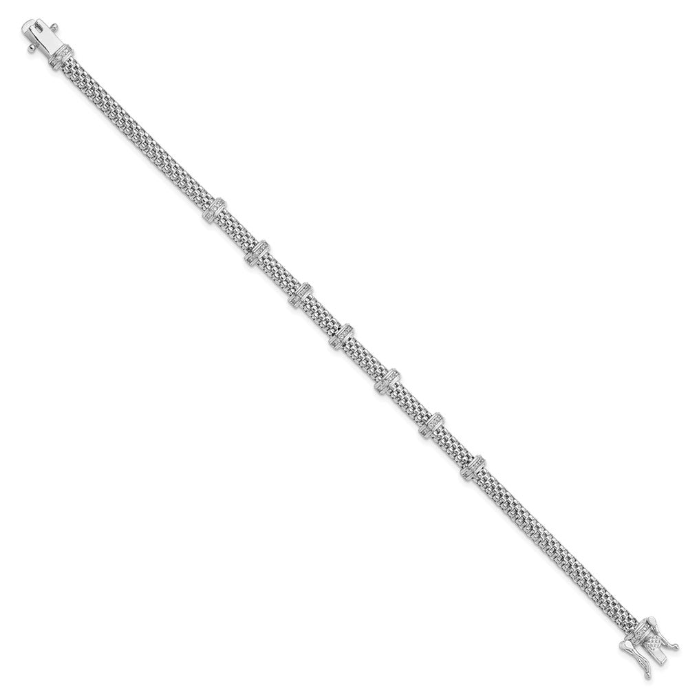 Sterling Silver Rhodium-plated Polished CZ Bracelet