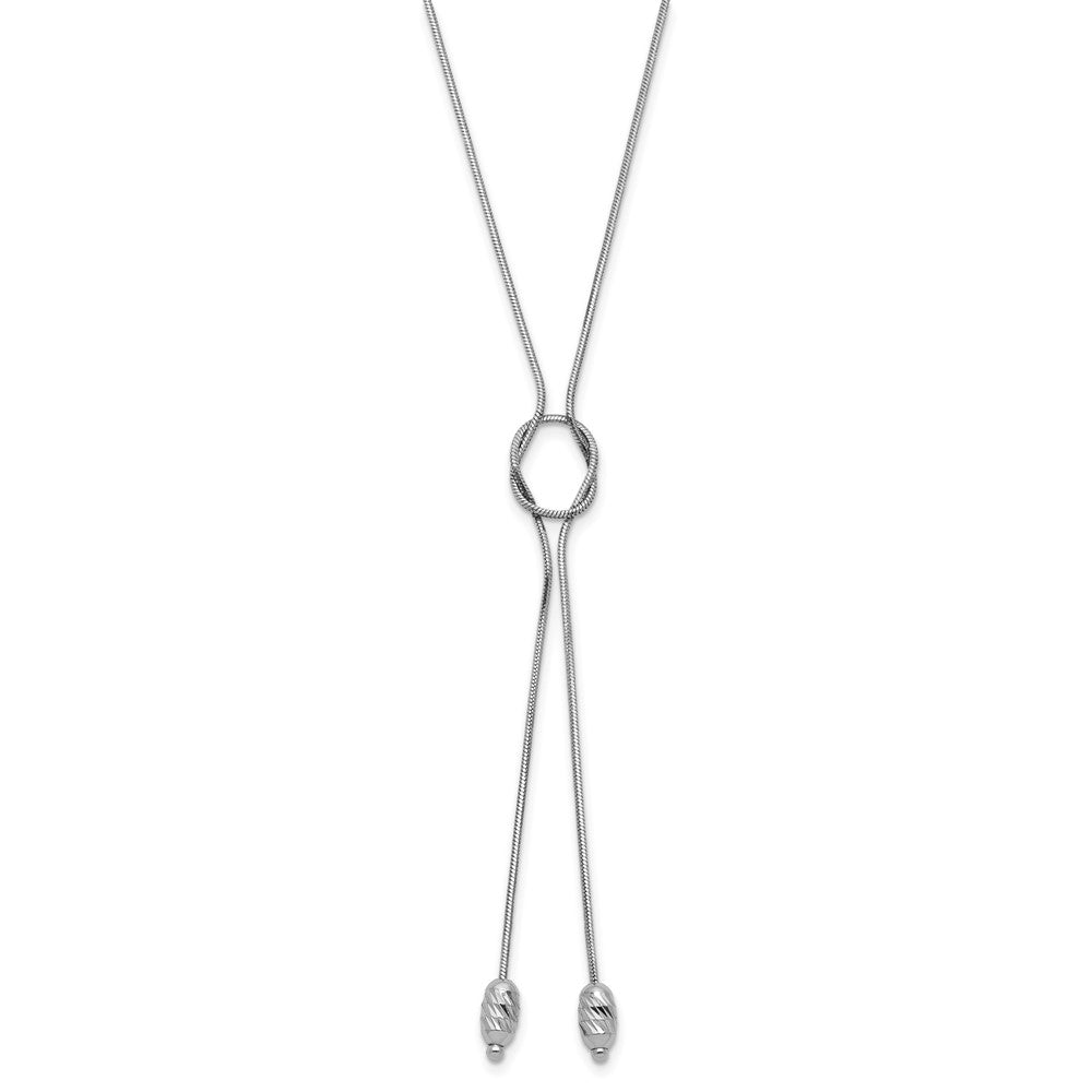 Sterling Silver RH-plated D/C Beads Fancy Loop Drop Necklace