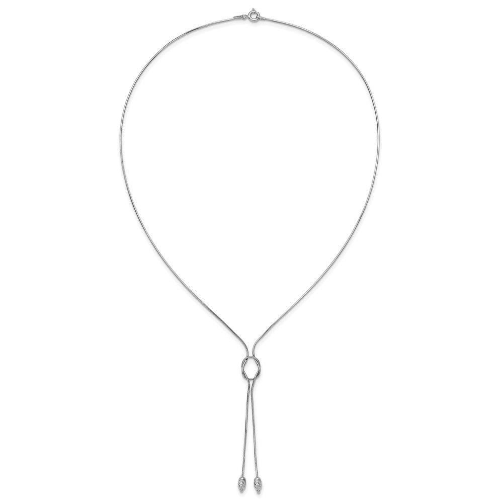 Sterling Silver RH-plated D/C Beads Fancy Loop Drop Necklace