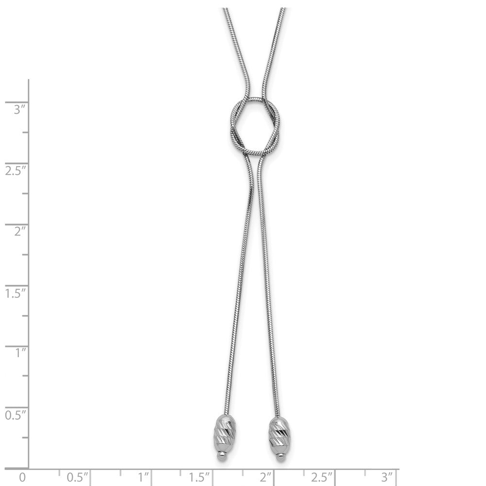 Sterling Silver RH-plated D/C Beads Fancy Loop Drop Necklace