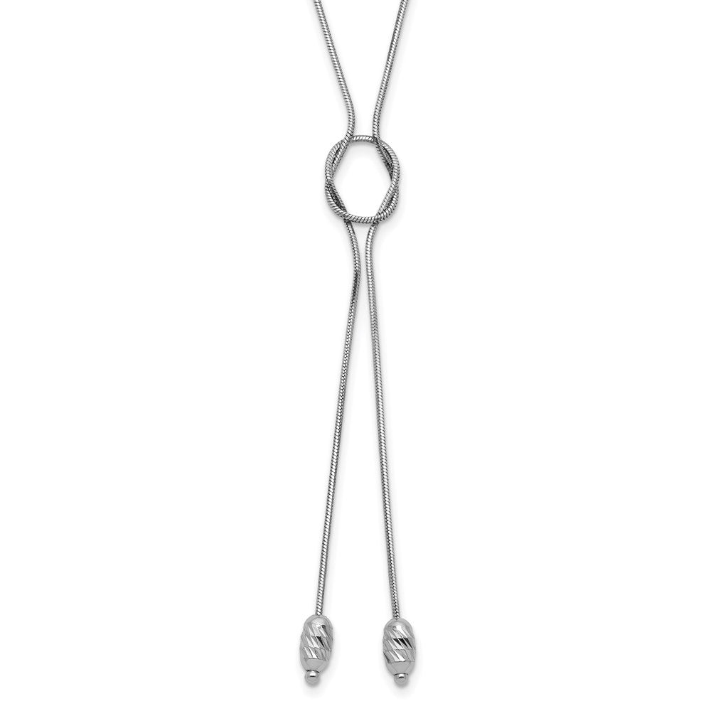 Sterling Silver RH-plated D/C Beads Fancy Loop Drop Necklace