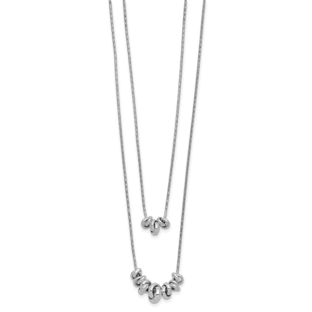 Sterling Silver Double Rings 2-Strand w/2 in ext Necklace