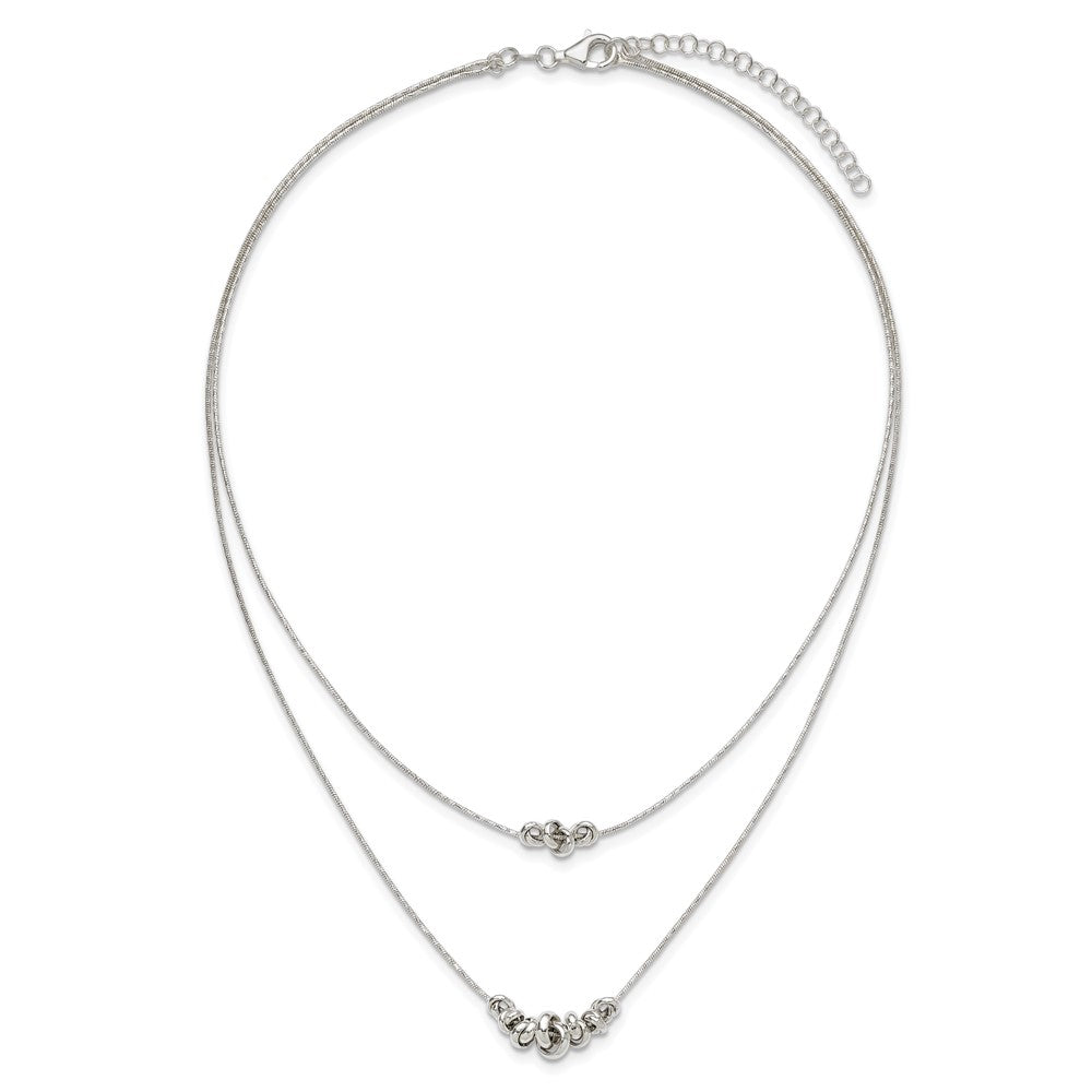 Sterling Silver Double Rings 2-Strand w/2 in ext Necklace