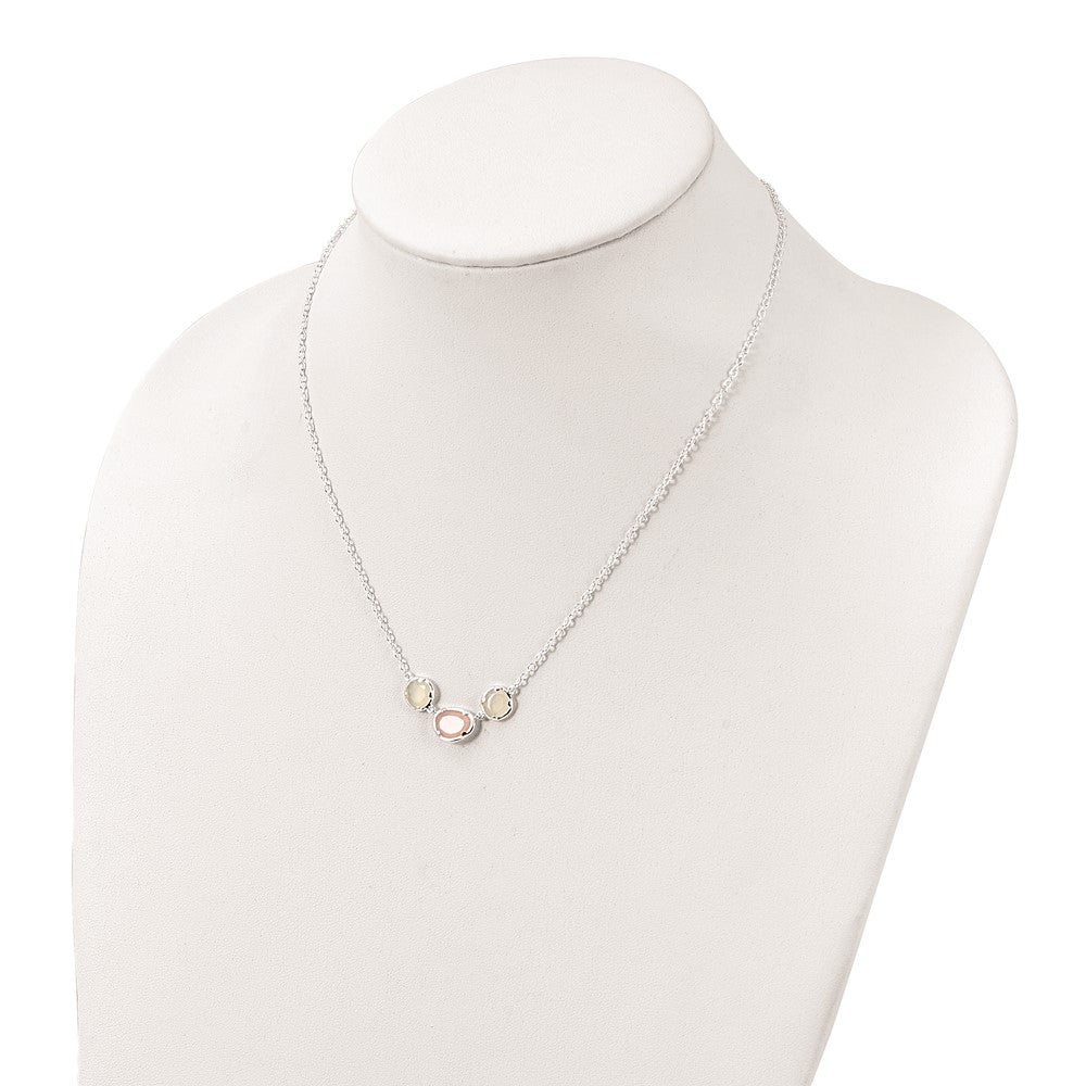 Sterling Silver White & Pink Chalcedony Necklace