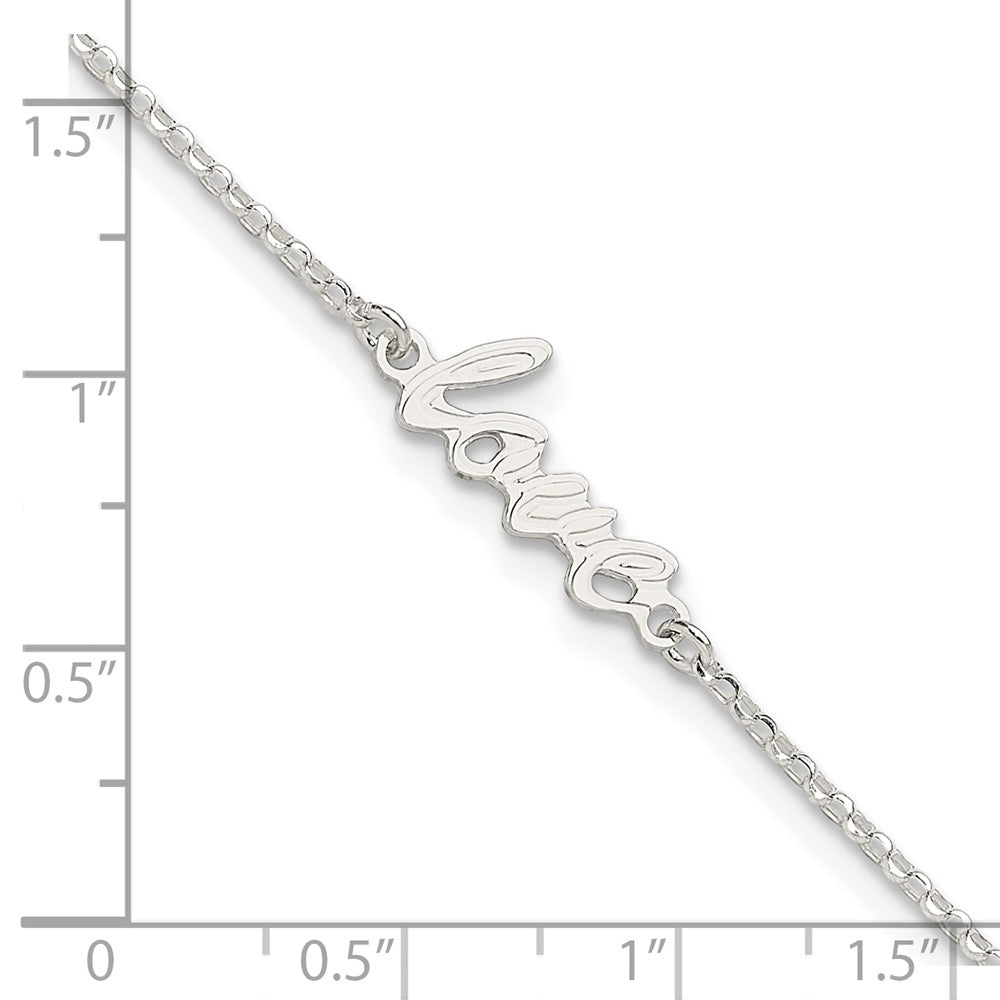 Sterling Silver Polished LOVE 9in Plus 1in ext. Anklet