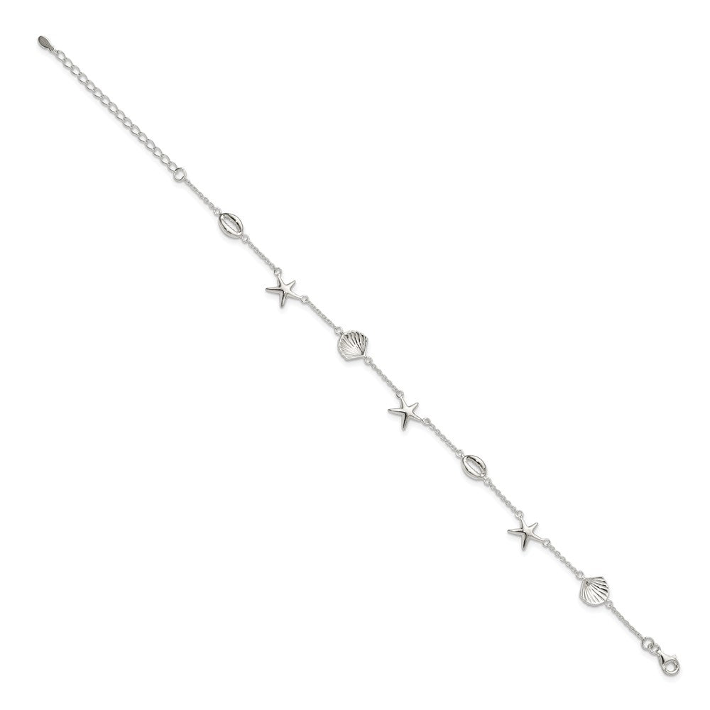 Sterling Silver Polished 8.5in Plus 2in ext. Anklet
