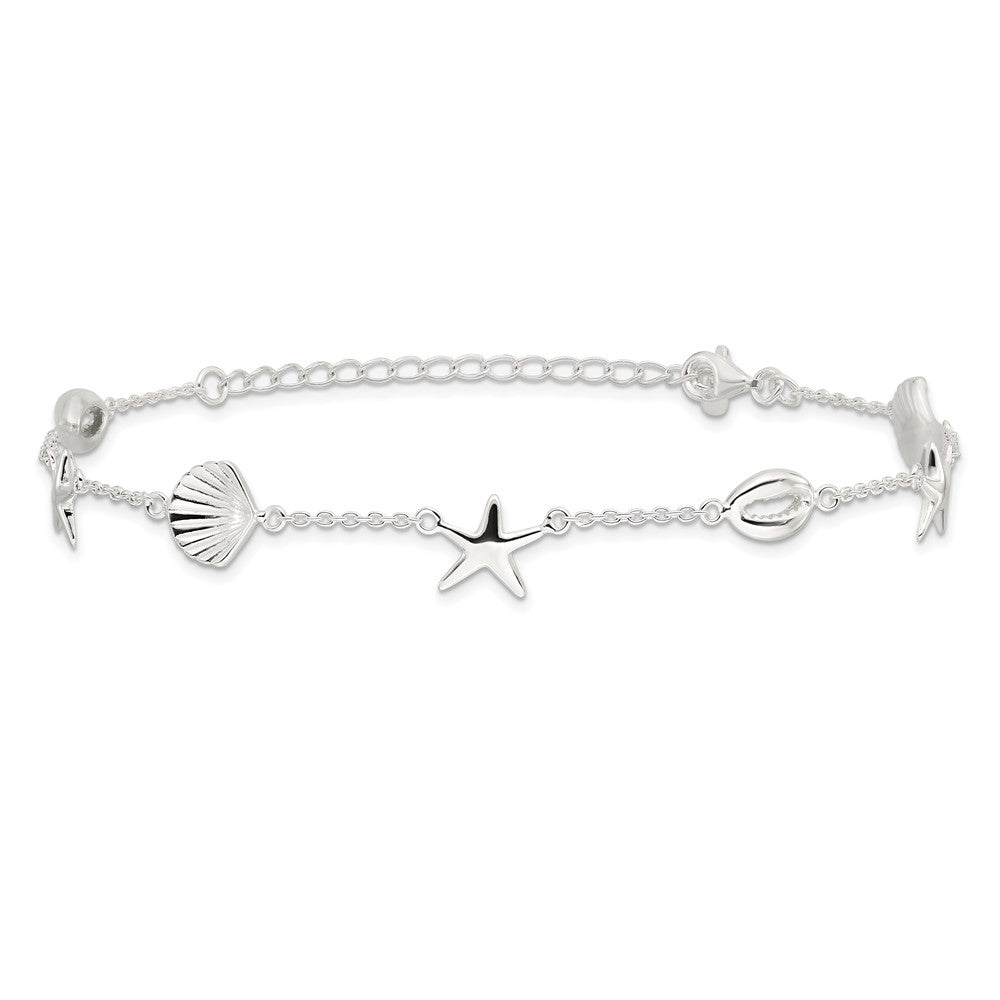 Sterling Silver Polished 8.5in Plus 2in ext. Anklet