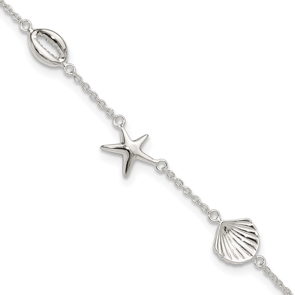 Sterling Silver Polished 8.5in Plus 2in ext. Anklet