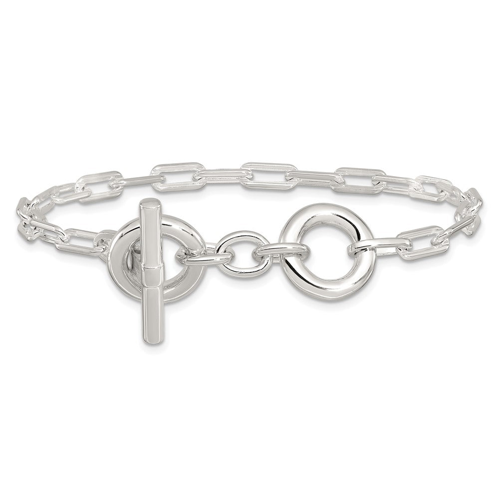 Sterling Silver Open Link 6.5in with 1in ext. Toggle Bracelet