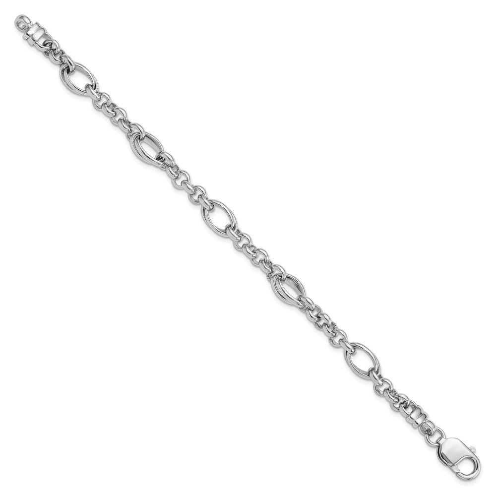 Sterling Silver Rhodium-plated Fancy Link 7.5in Bracelet