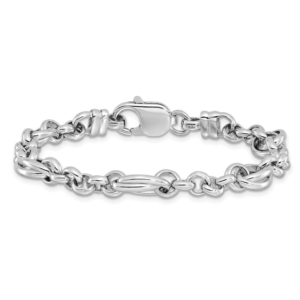 Sterling Silver Rhodium-plated Fancy Link 7.5in Bracelet