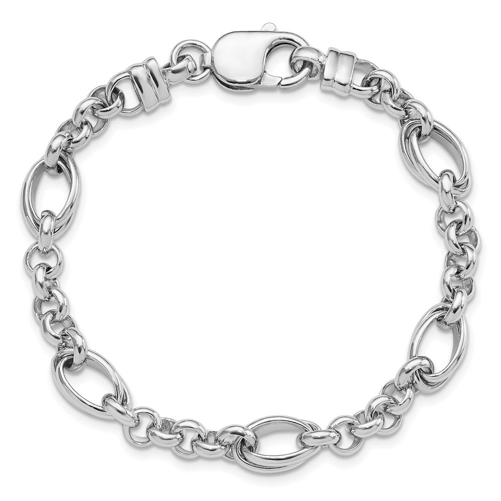 Sterling Silver Rhodium-plated Fancy Link 7.5in Bracelet