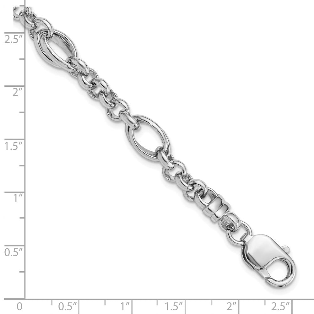 Sterling Silver Rhodium-plated Fancy Link 7.5in Bracelet