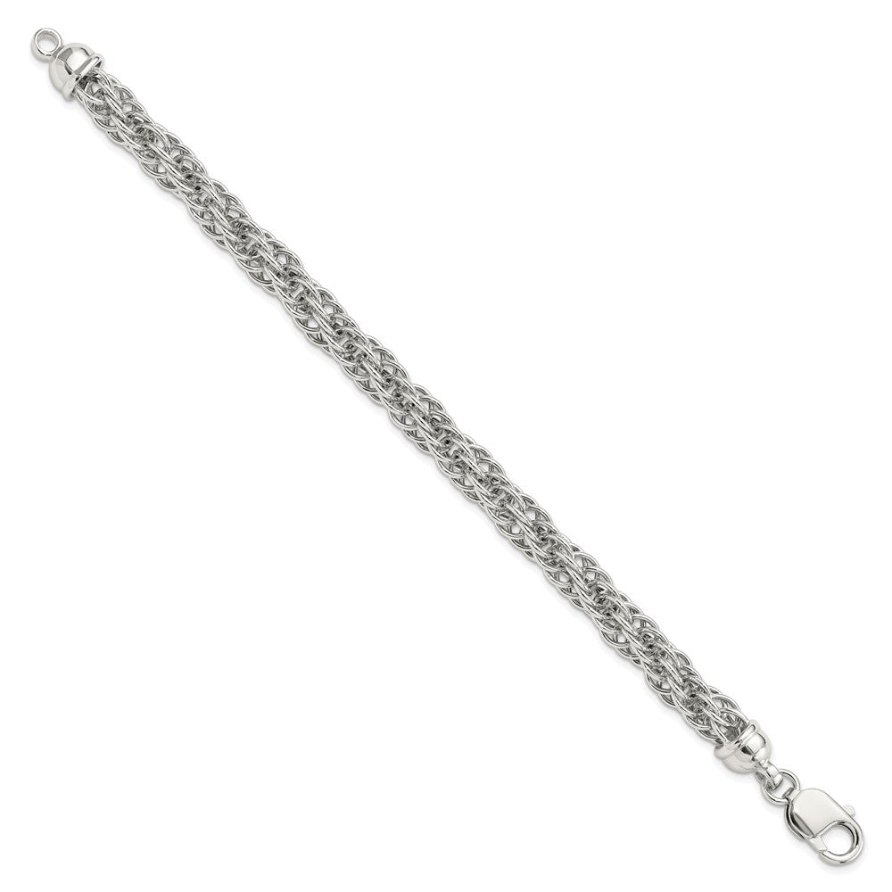 Sterling Silver Rhodium-plated Fancy Twisted 7.5in Link Bracelet