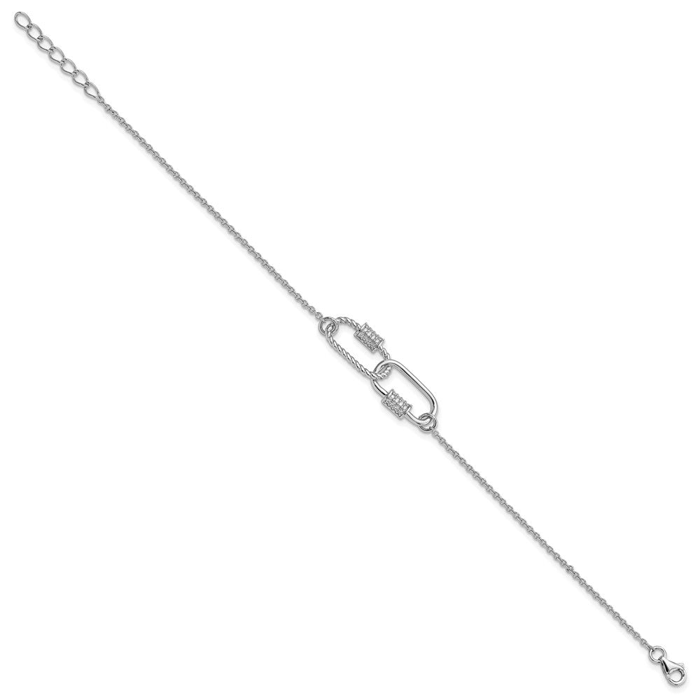 Sterling Silver Rhodium-plated 7.5in w/1in ext CZ Bracelet