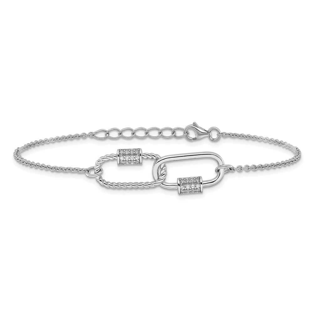 Sterling Silver Rhodium-plated 7.5in w/1in ext CZ Bracelet
