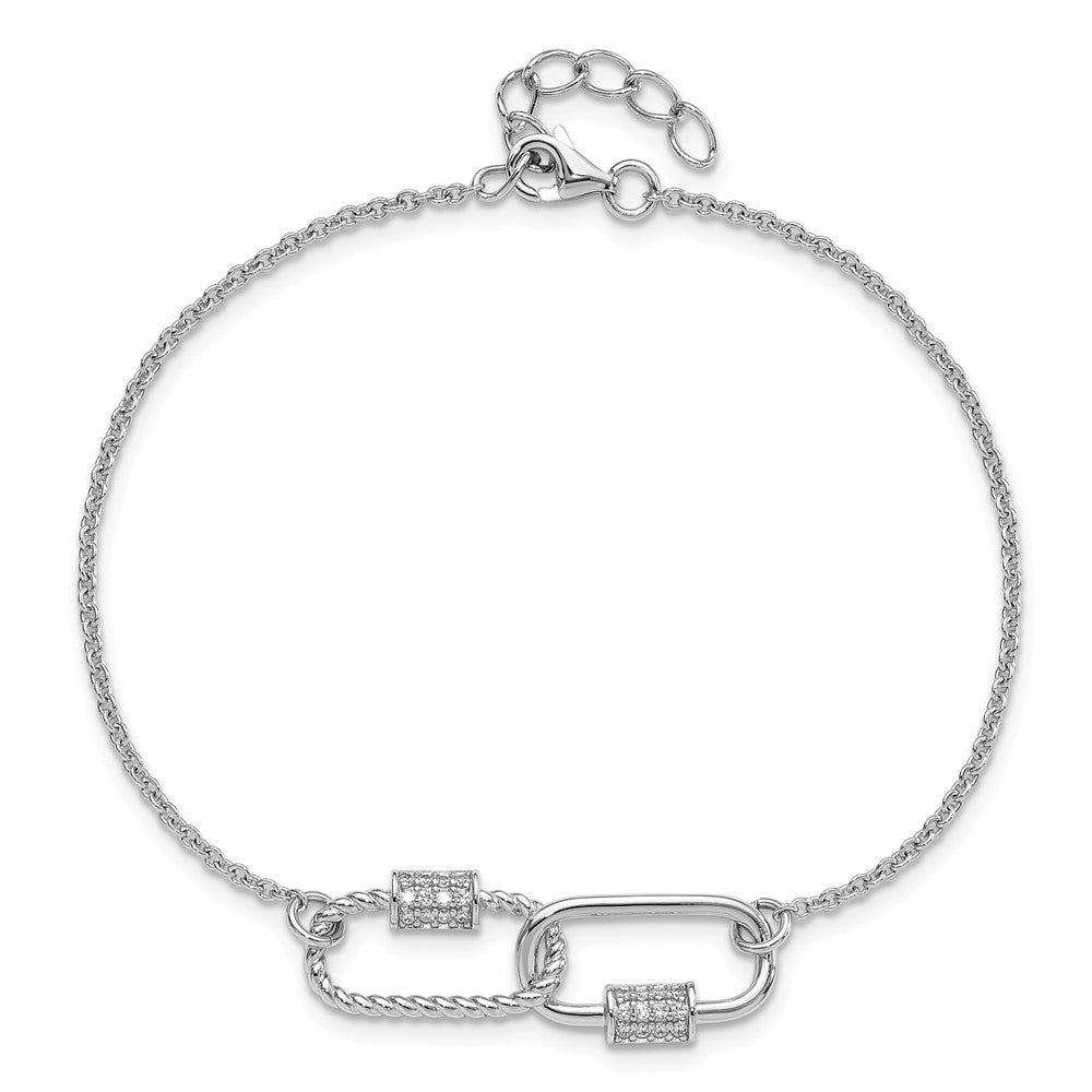 Sterling Silver Rhodium-plated 7.5in w/1in ext CZ Bracelet