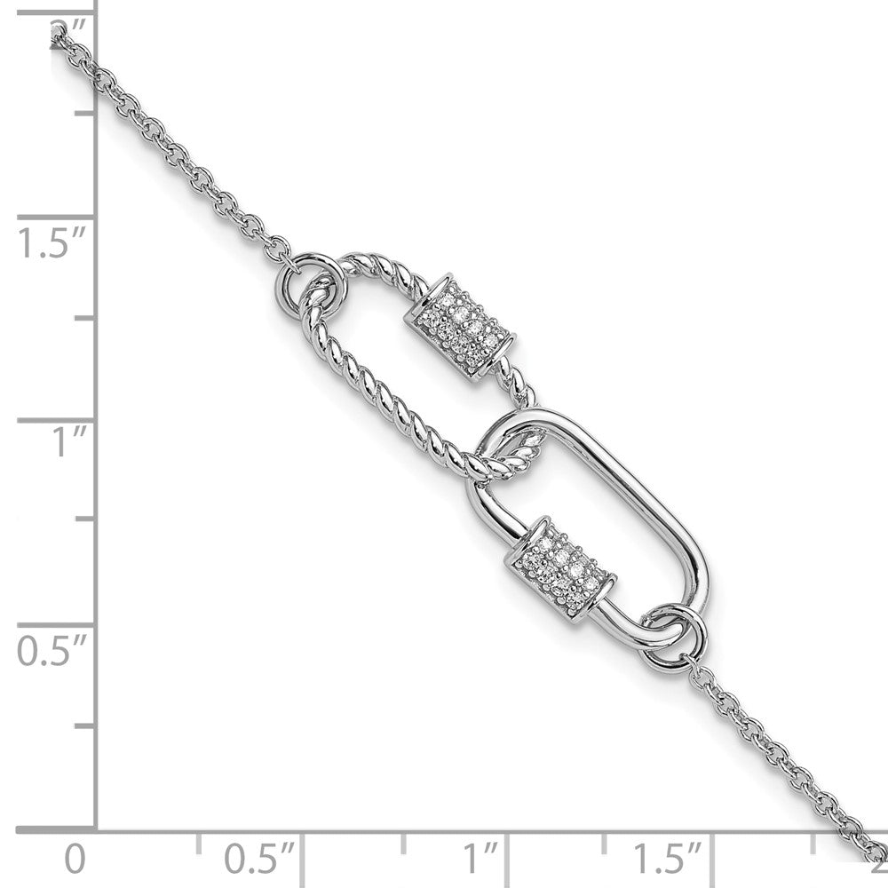Sterling Silver Rhodium-plated 7.5in w/1in ext CZ Bracelet