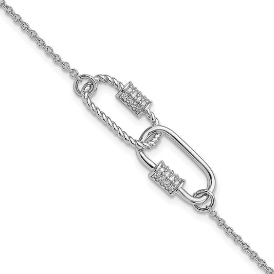 Sterling Silver Rhodium-plated 7.5in w/1in ext CZ Bracelet