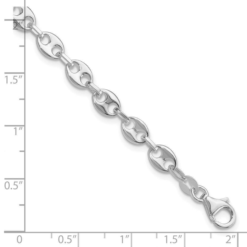 Sterling Silver Rhodium-plated 7.25in w/.5in ext. Fancy Link Bracelet