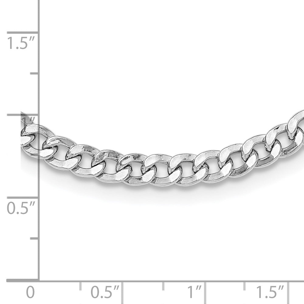 Sterling Silver Rhod-plated Heart Clasp Fancy D/C Curb 16.5in Necklace