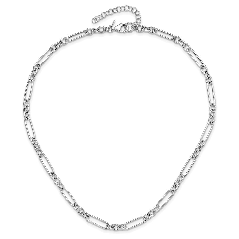 Sterling Silver Rhodium-plated Open Link 18in w/2in ext. Necklace