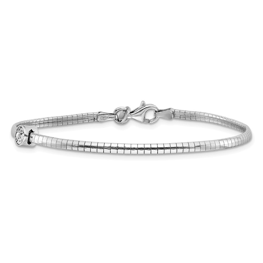 Sterling Silver Rh-plated Polished with CZ 7in Reversible Cubetto Bracelet