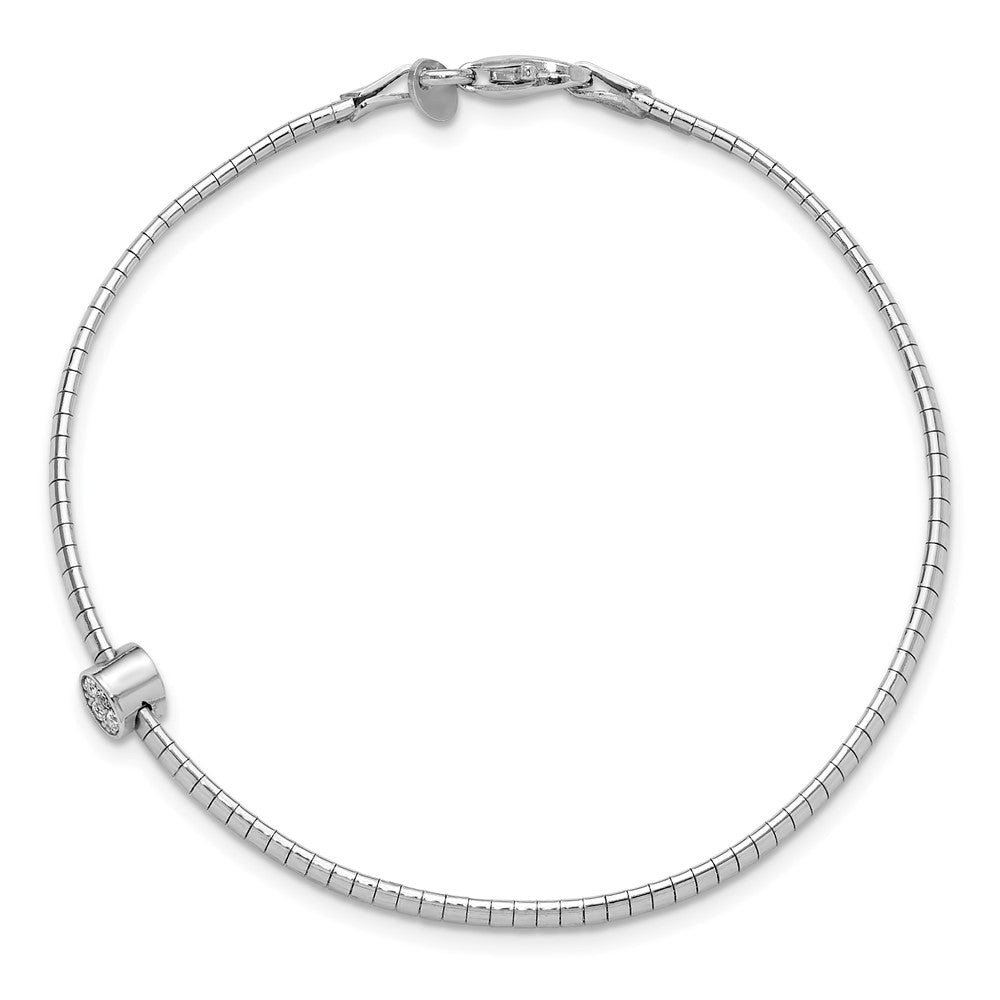 Sterling Silver Rh-plated Polished with CZ 7in Reversible Cubetto Bracelet