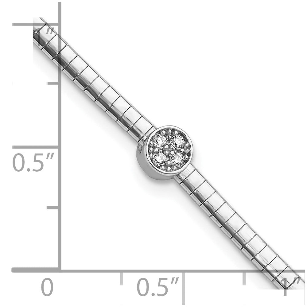 Sterling Silver Rh-plated Polished with CZ 7in Reversible Cubetto Bracelet