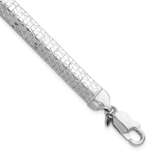 Sterling Silver Rh-plated Polished and Textured 7.5in Cleopatra Bracelet