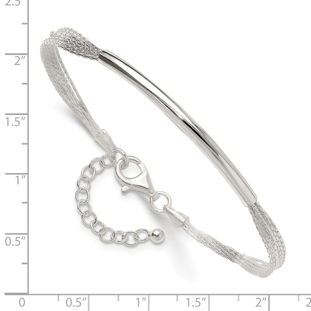 Sterling Silver Polished Multi-Strand 7in w/1in ext. Tube Bracelet