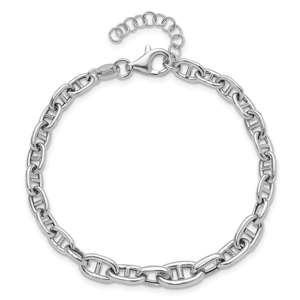 Sterling Silver Rhodium-plated 6.75 w/ 1in ext. Fancy Link Bracelet