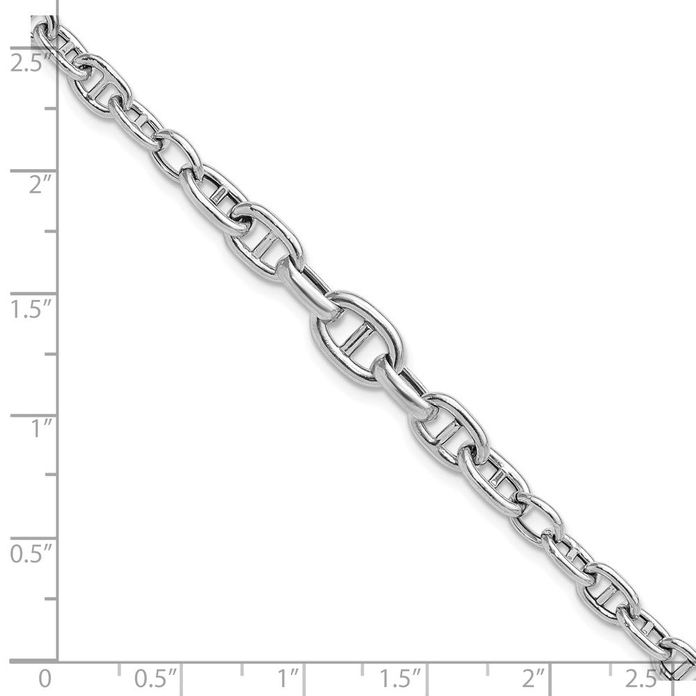 Sterling Silver Rhodium-plated 6.75 w/ 1in ext. Fancy Link Bracelet