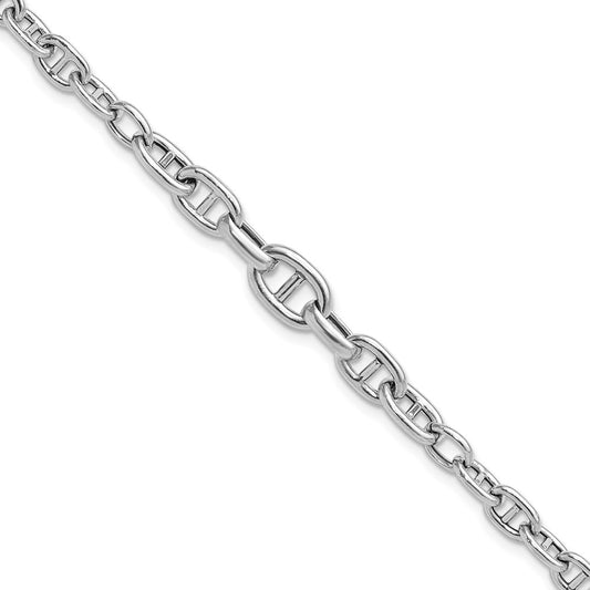 Sterling Silver Rhodium-plated 6.75 w/ 1in ext. Fancy Link Bracelet