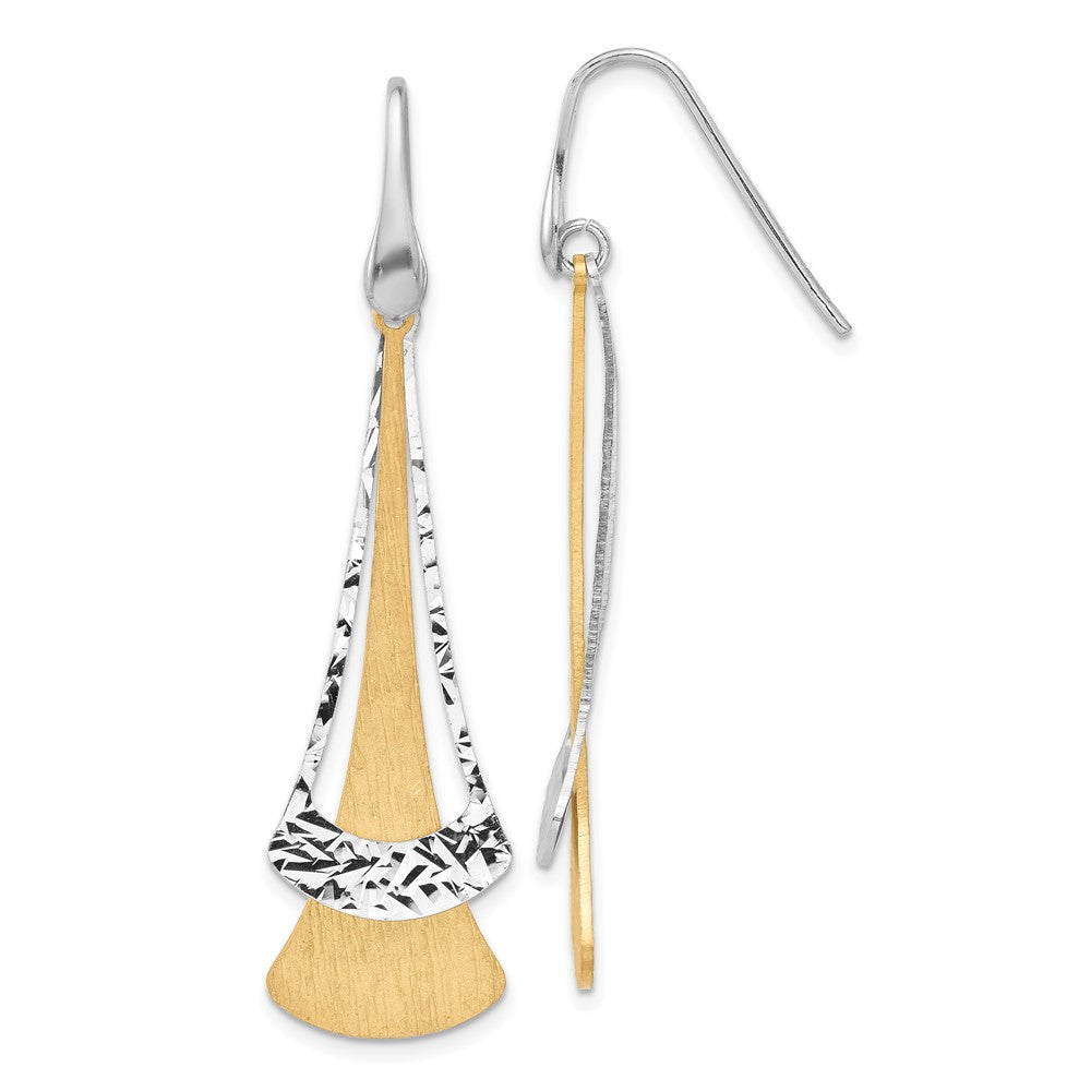 Sterling Silver RH-plated and Gold-plated Fancy Dangle Earrings