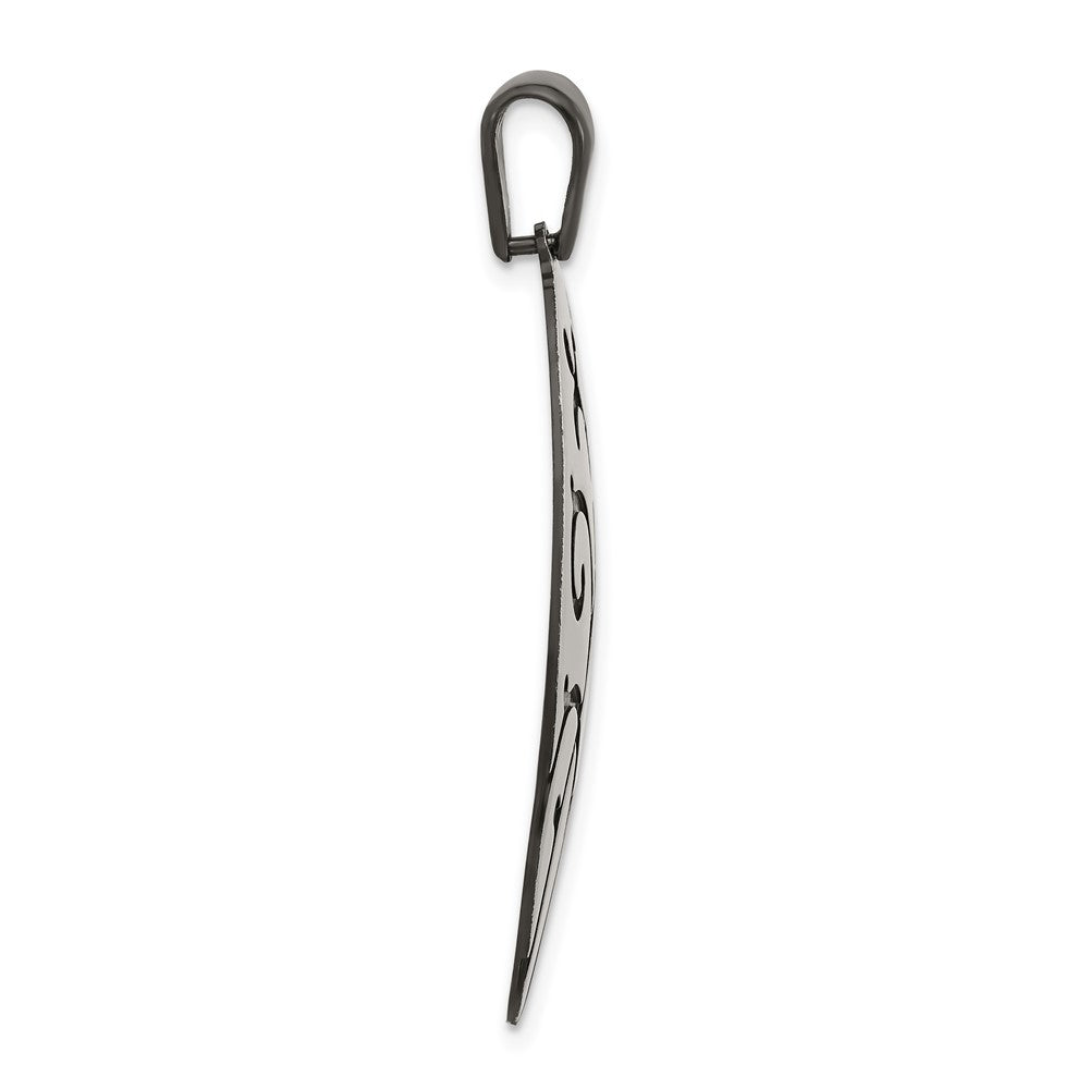 Sterling Silver Oxidize Burnished Swirl Pear Shape Pendant