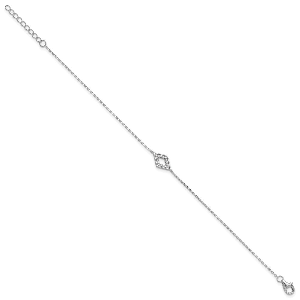 Sterling Silver RH-plated CZ 7in Bracelet/18in Necklace/Post Earrings Set