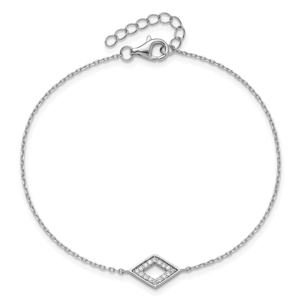 Sterling Silver RH-plated CZ 7in Bracelet/18in Necklace/Post Earrings Set