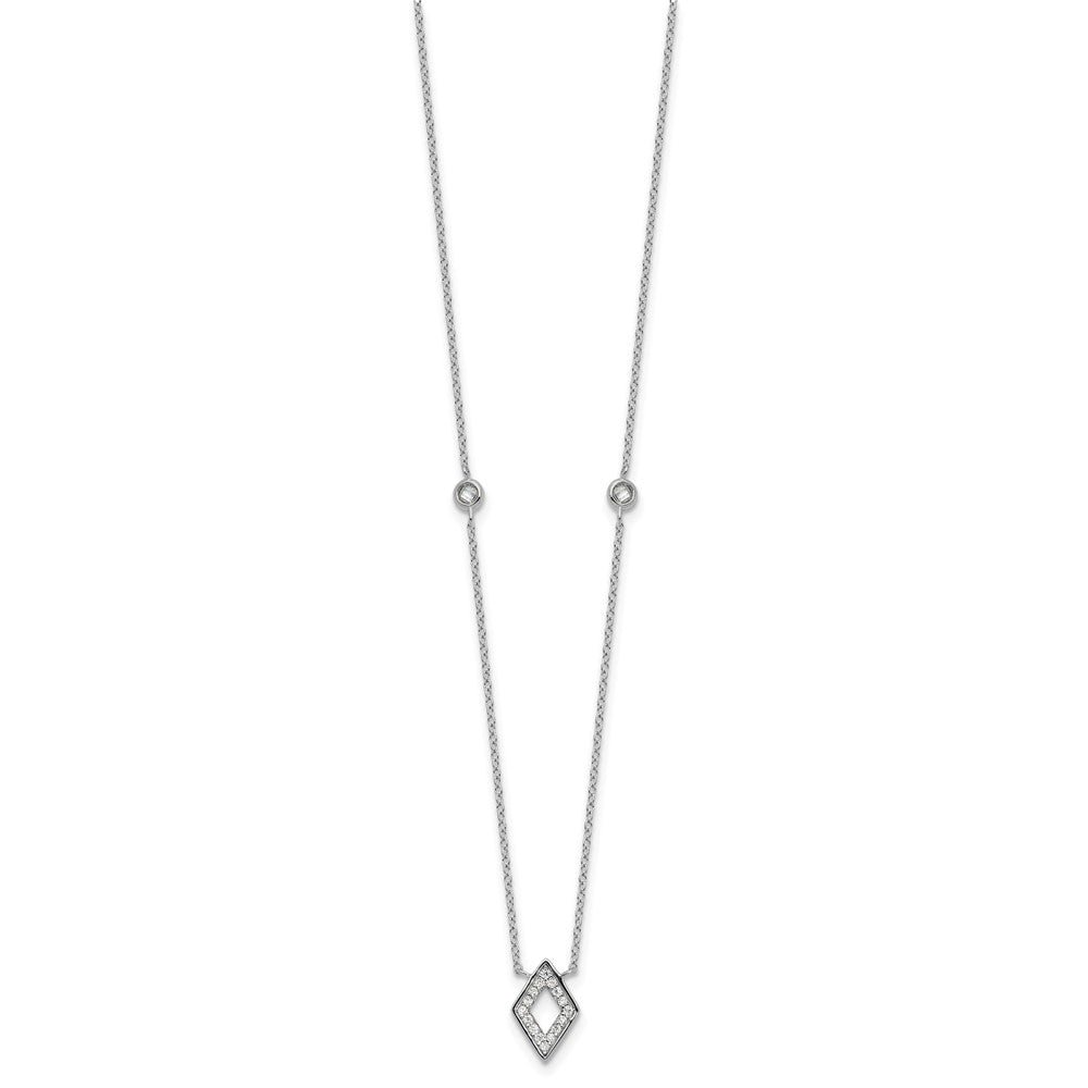 Sterling Silver RH-plated CZ 7in Bracelet/18in Necklace/Post Earrings Set