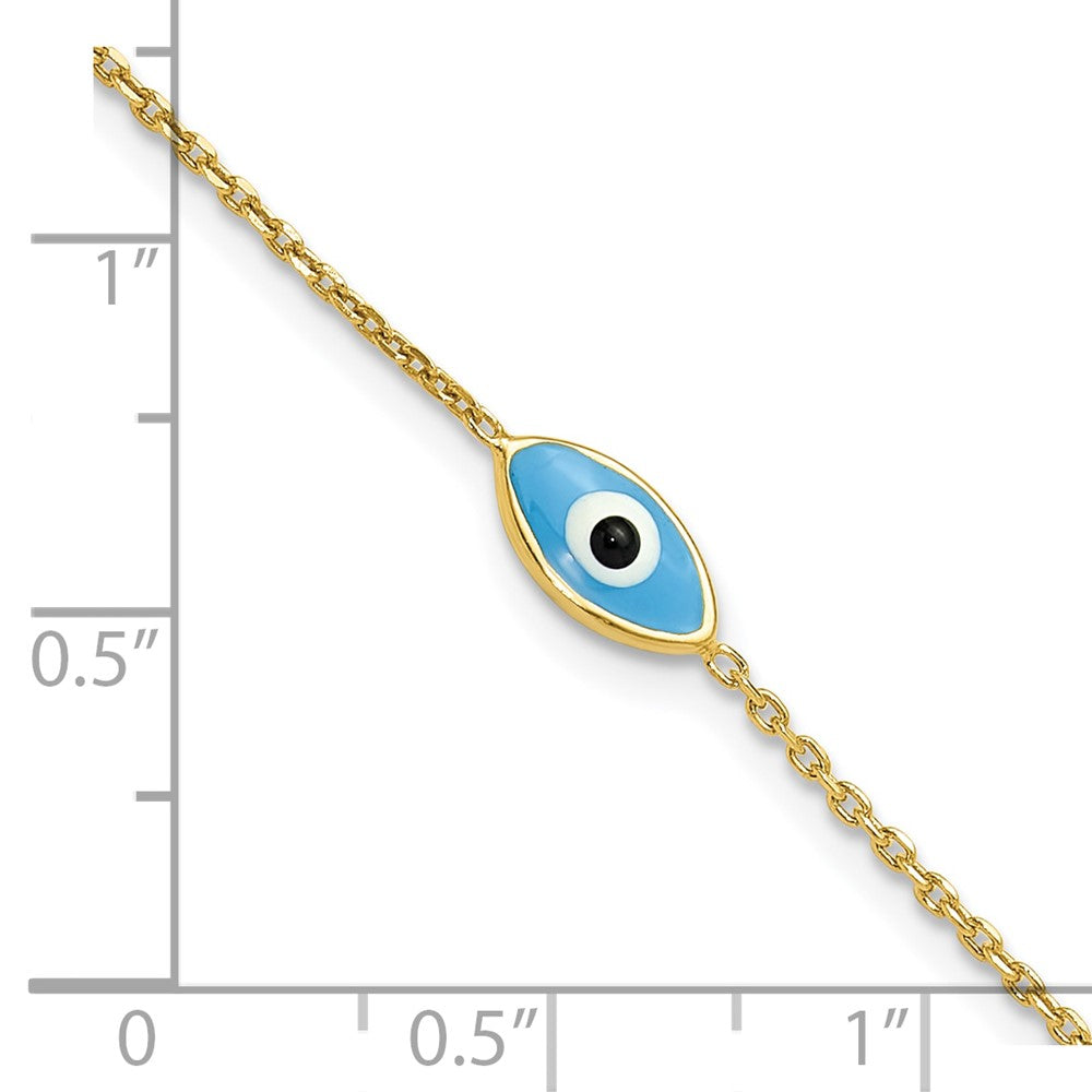 Sterling Silver Gold-plated Enamel Evil Eye w/.5 in ext. Bracelet