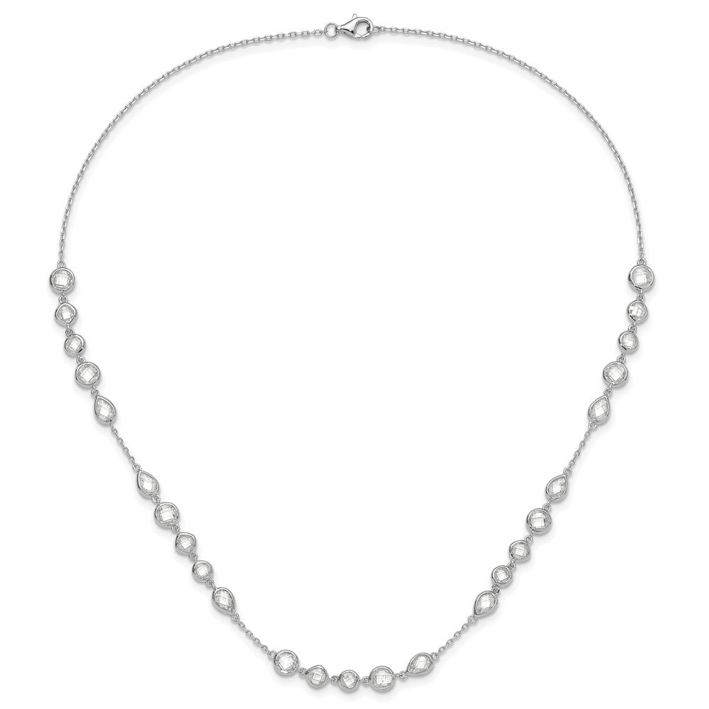Sterling Silver Rhodium-plated Fancy CZ 18in Necklace