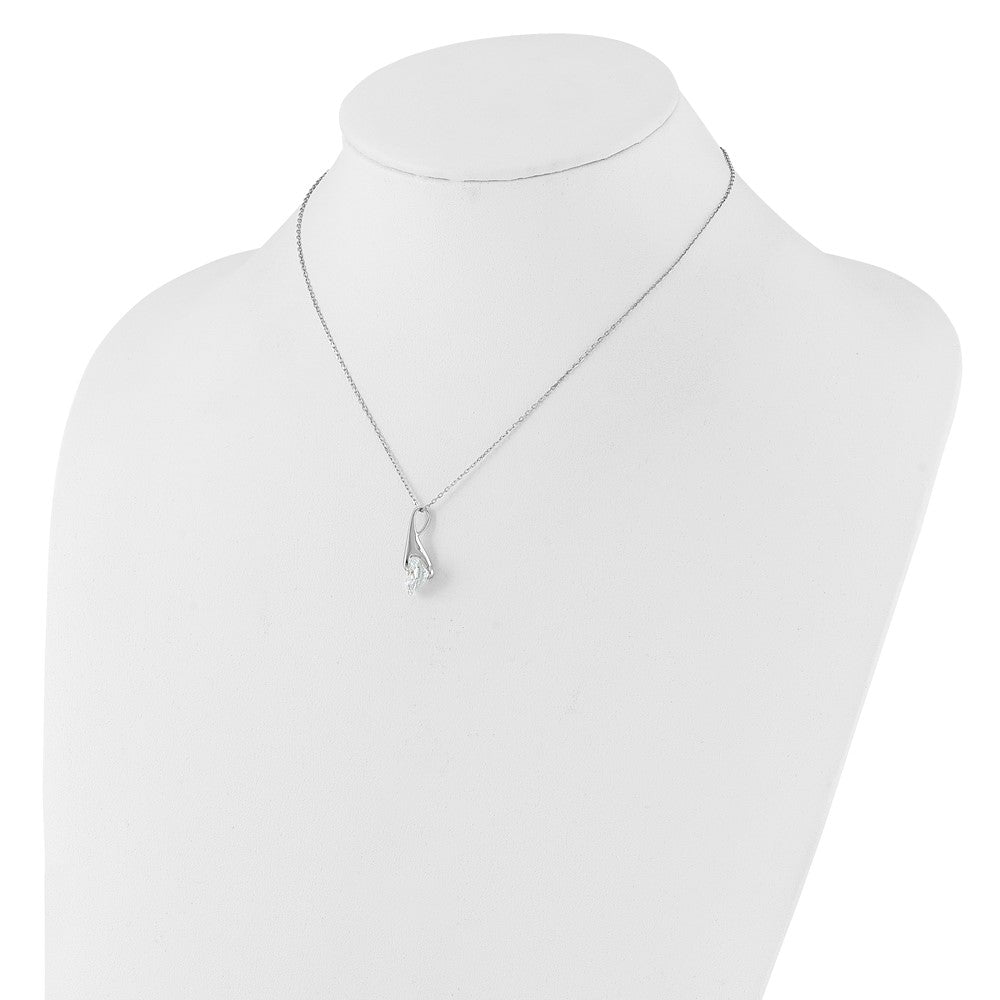 Sterling Silver Rhodium-plated CZ Heart 16in w/2in ext Necklace